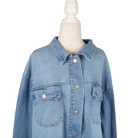 C&C California Light Wash Blue Denim Jean Jacket 1X - Picture 2 of 6